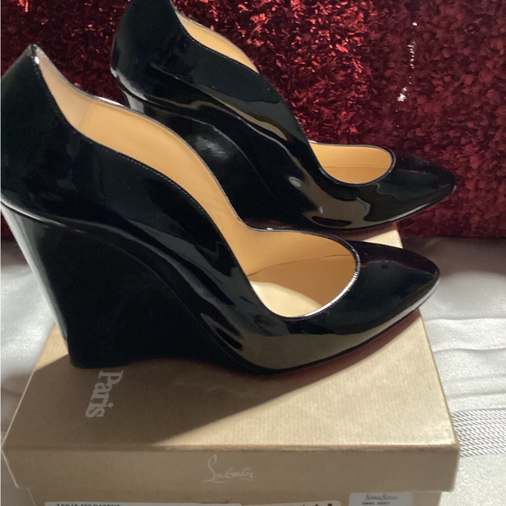 Christian Louboutin Black Patent Leather Pointed Toe Pump - Picture 2 of 7